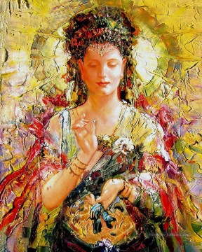 Bouddhisme du bodhisattva Quan Yin Peinture à l'huile